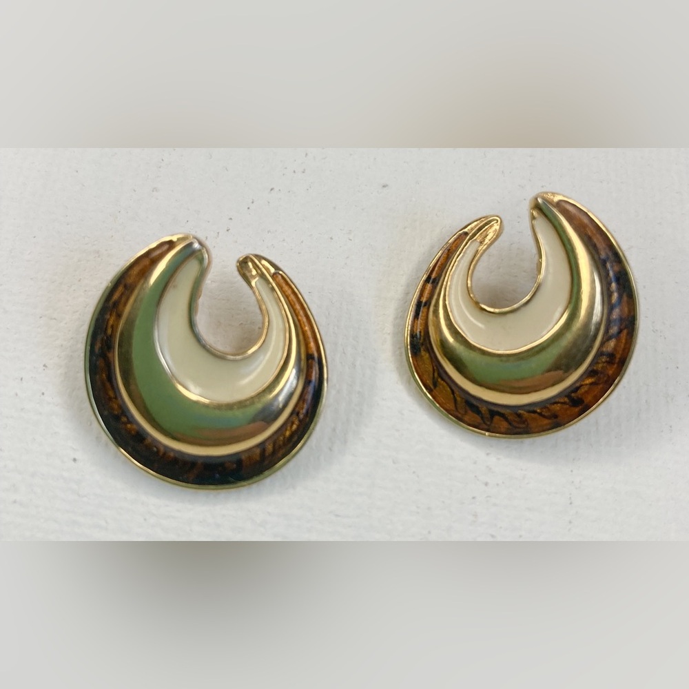 Vtg 80s Monet Swirl Earrings